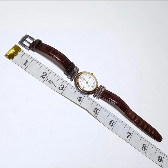 Sterling Silver - ECCLISSI Brown Leather 9" Adjustable Watch Bracelet ticking - Picture 6 of 6